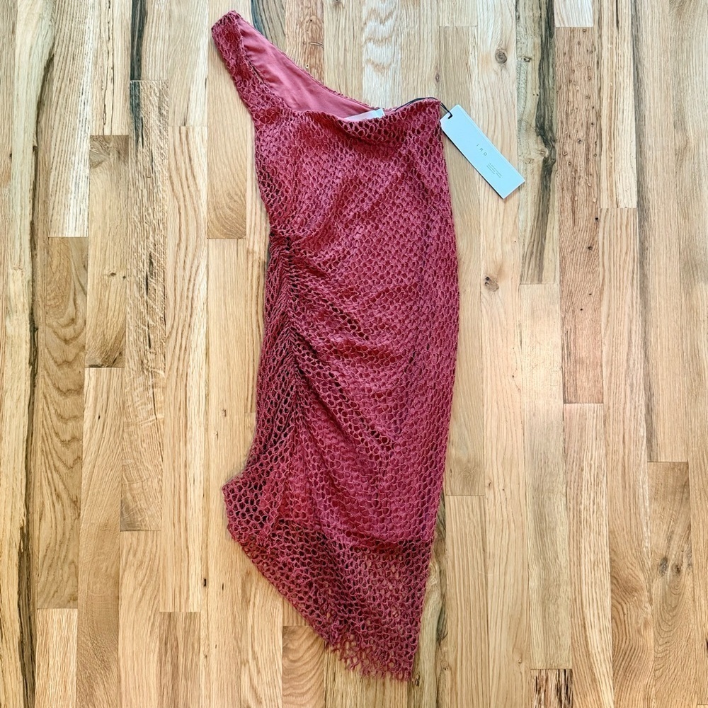 NWT New IRO Juney Brick Red One-Shoulder Mini Bodycon Dress sz 34 / XS - Picture 3 of 7